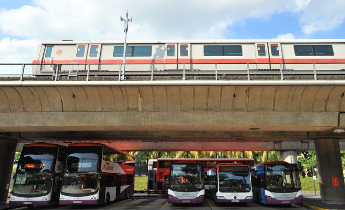 Bus and MRT train