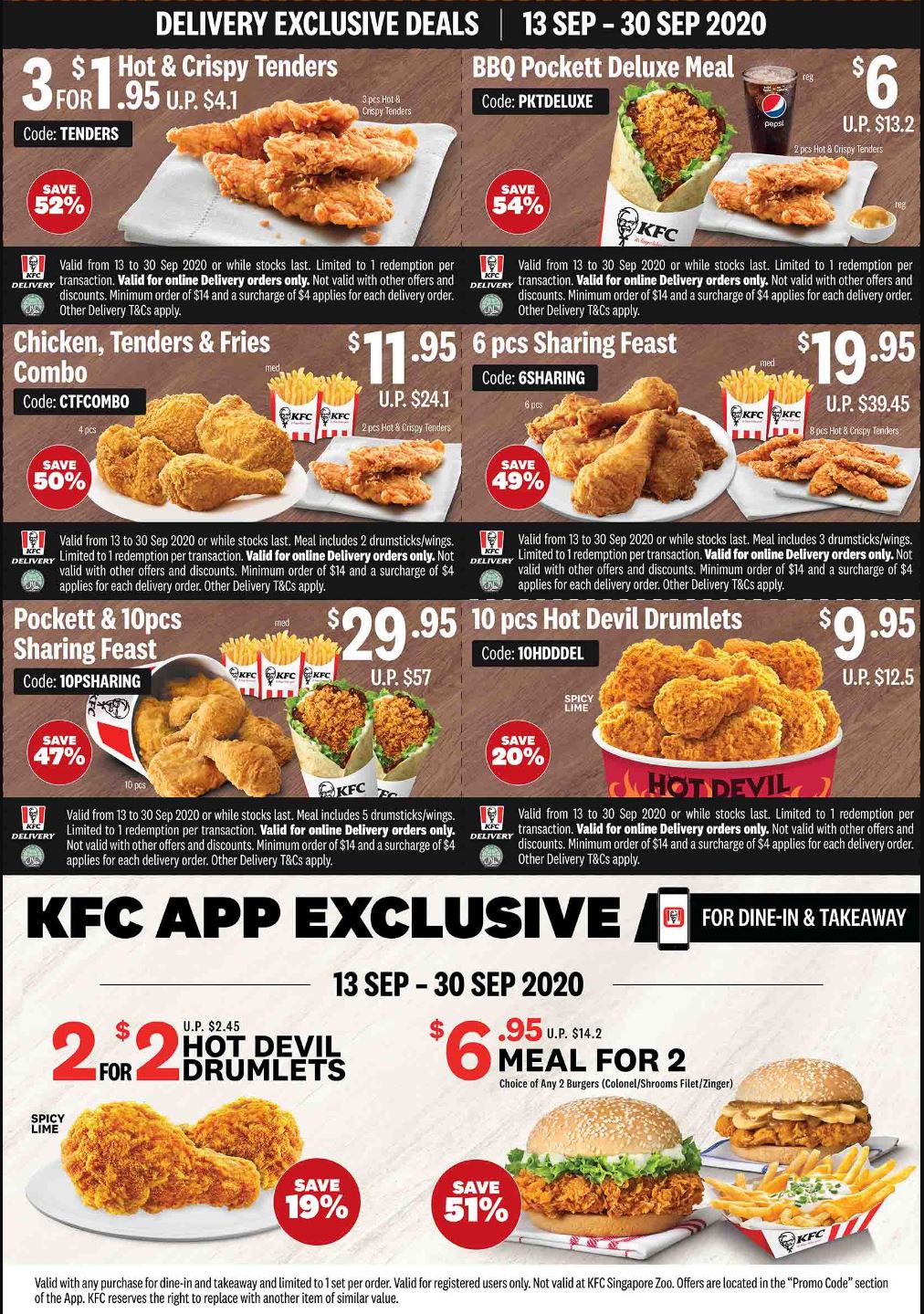 Here are the latest KFC Coupons for dine-in, takeaway and delivery from 13 – 30 Sep 20 - 3