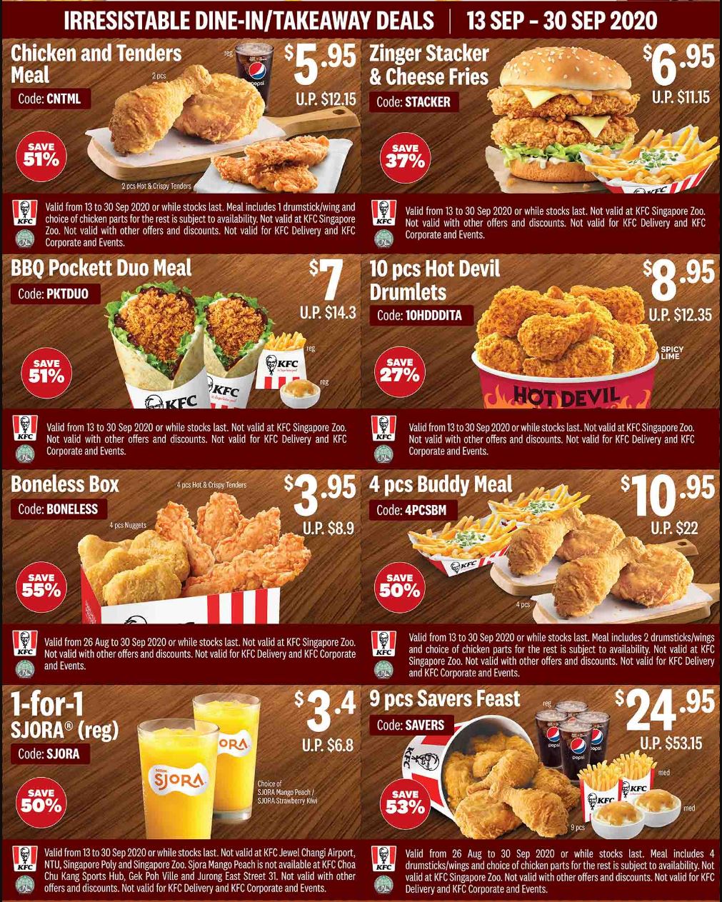 Here are the latest KFC Coupons for dine-in, takeaway and delivery from 13 – 30 Sep 20 - 2