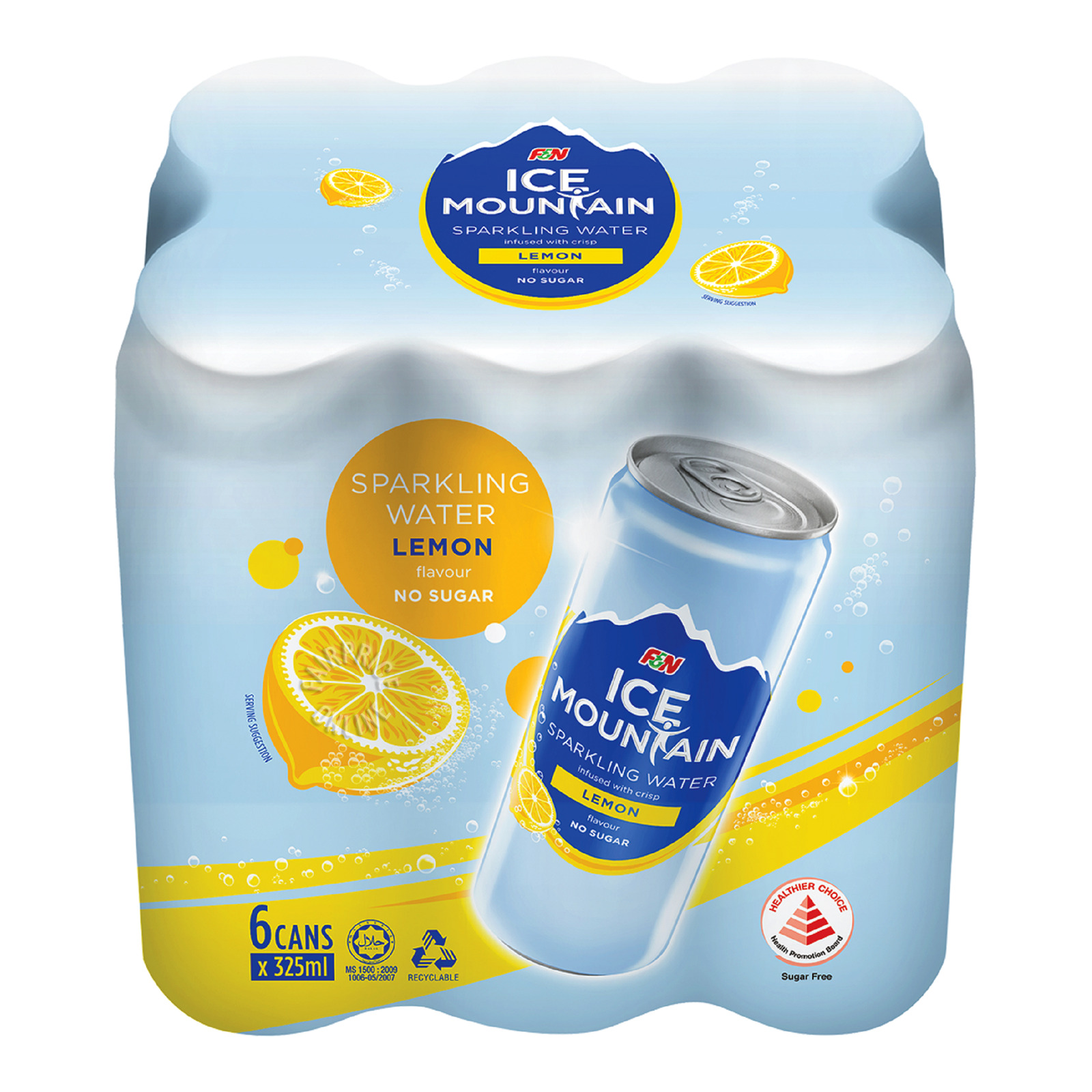 F&N Ice Mountain Sparkling Can Water - Lemon (No Sugar)