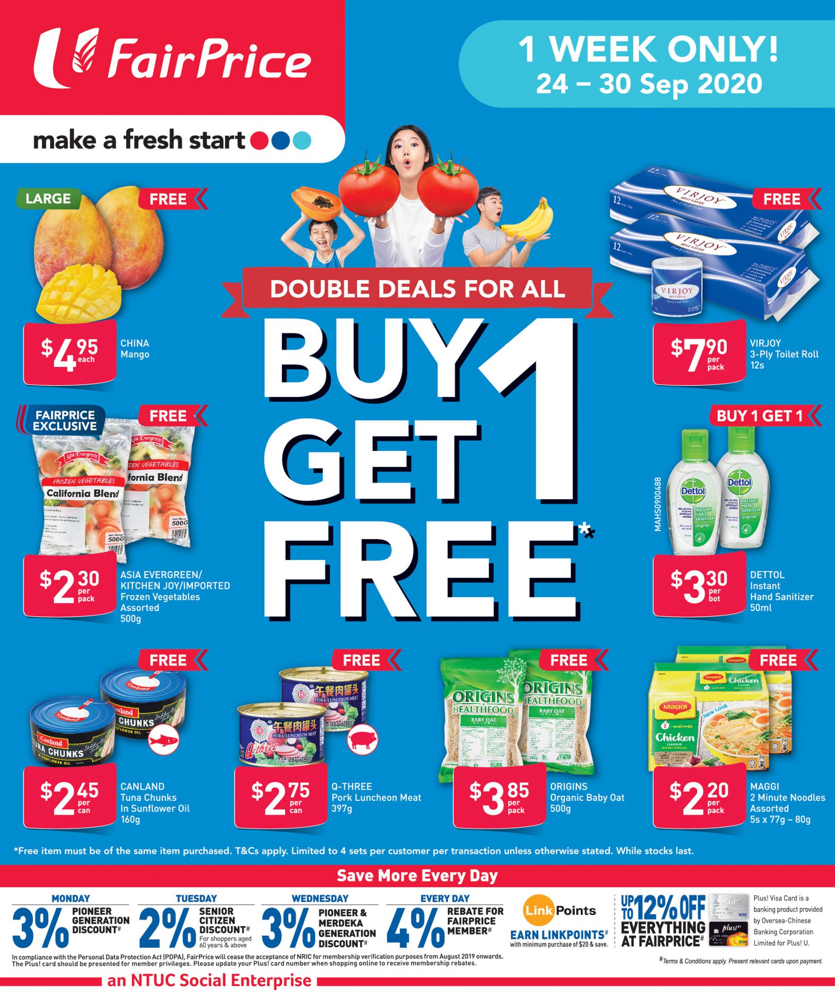 FairPrice 1-for-1 deals from now till 30 September 2020