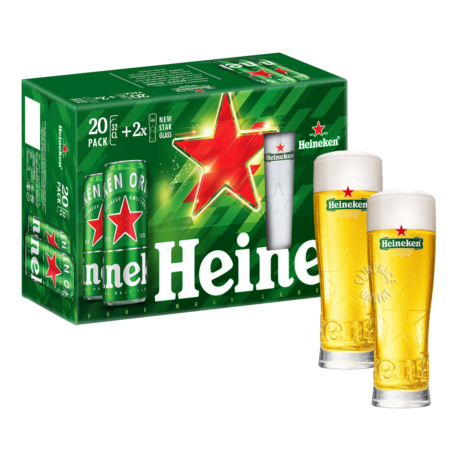 Heineken Premium Lager Can Beer + Star Glass