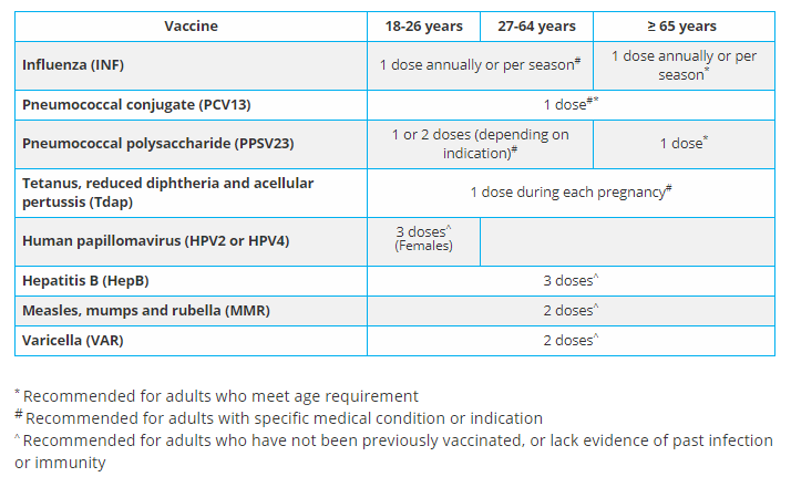 National Adult Immunisation Schedule