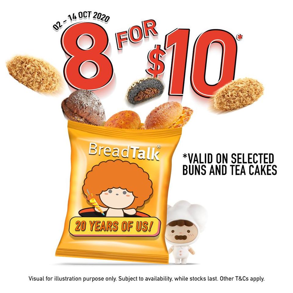 BreadTalk Celebrates 20th Anniversary with 8-For-$10 Promo From Now Till 14 Oct 20, Flosss Bun Included - 1