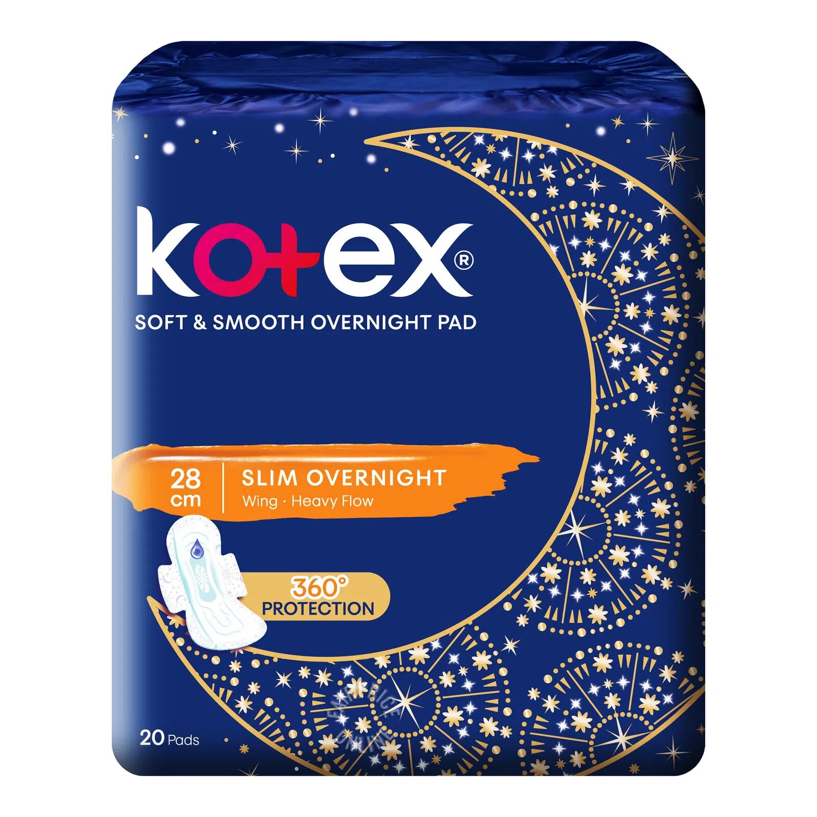 Kotex Soft & Smooth Slim Overnight Wing Pads - Heavy(28cm)