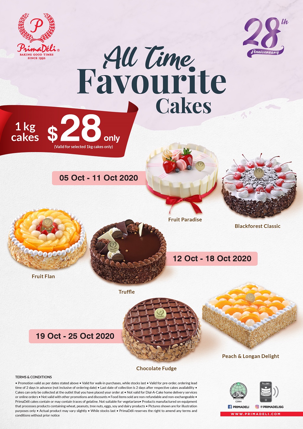 PrimaDeli celebrates 28th anniversary with $28 cakes (U.P. $43.80) from now till 25 Oct 2020 - 1