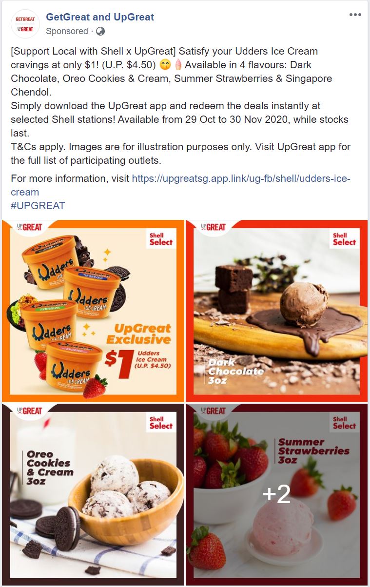 Enjoy $1 Udders Ice Cream (U.P. $4.50) at selected Shell Select outlets From 29 Oct – 30 Nov 20 - 1