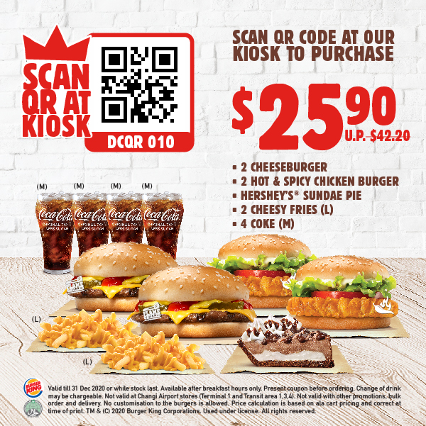 10 Burger King Coupons for use from now till 31 Dec 2020 - 10