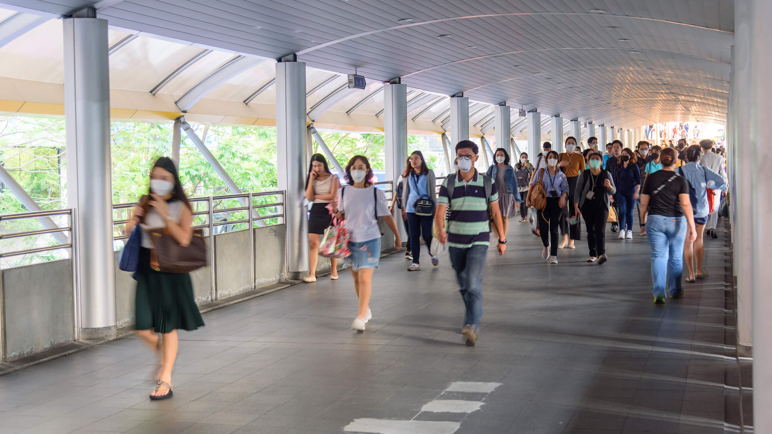 Singaporeans in face masks