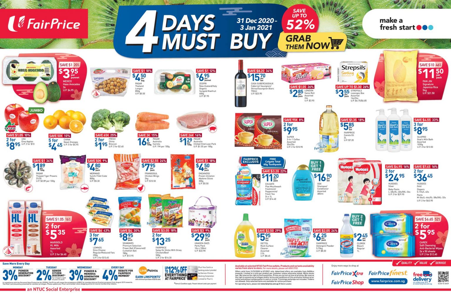 FairPrice’s 4 days must-buy items from 31 Dec 2020 - 3 Jan 2021