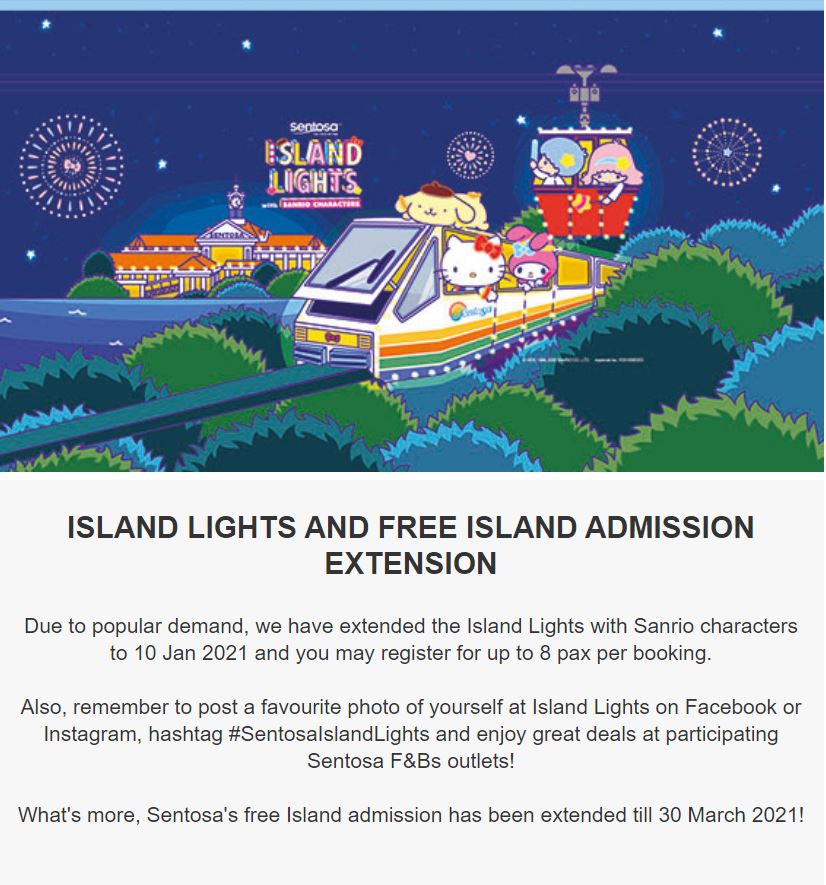 Sentosa to extend free entry until 31 March 2021 - 1