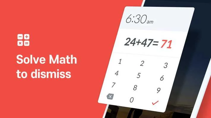 solve math sums to dismiss alarm
