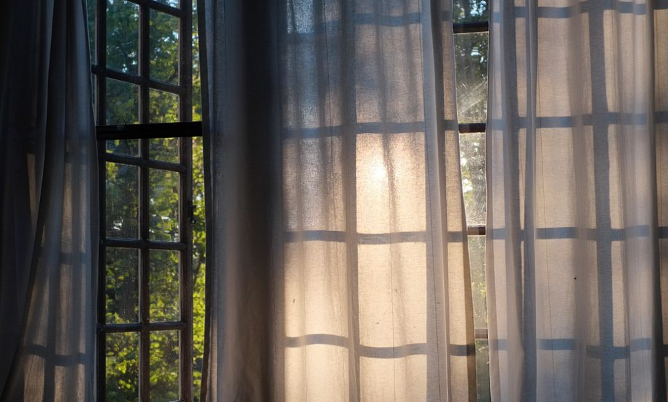 translucent curtains in the bedroom