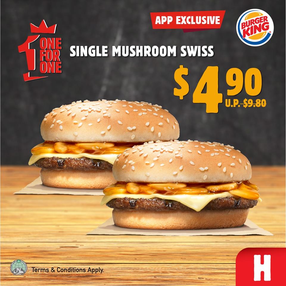 Burger King offering 1-for-1 Mushroom Swiss burgers, 1-for-1 Double Cheeseburgers and more from now till 31 Jan 2021 - 5