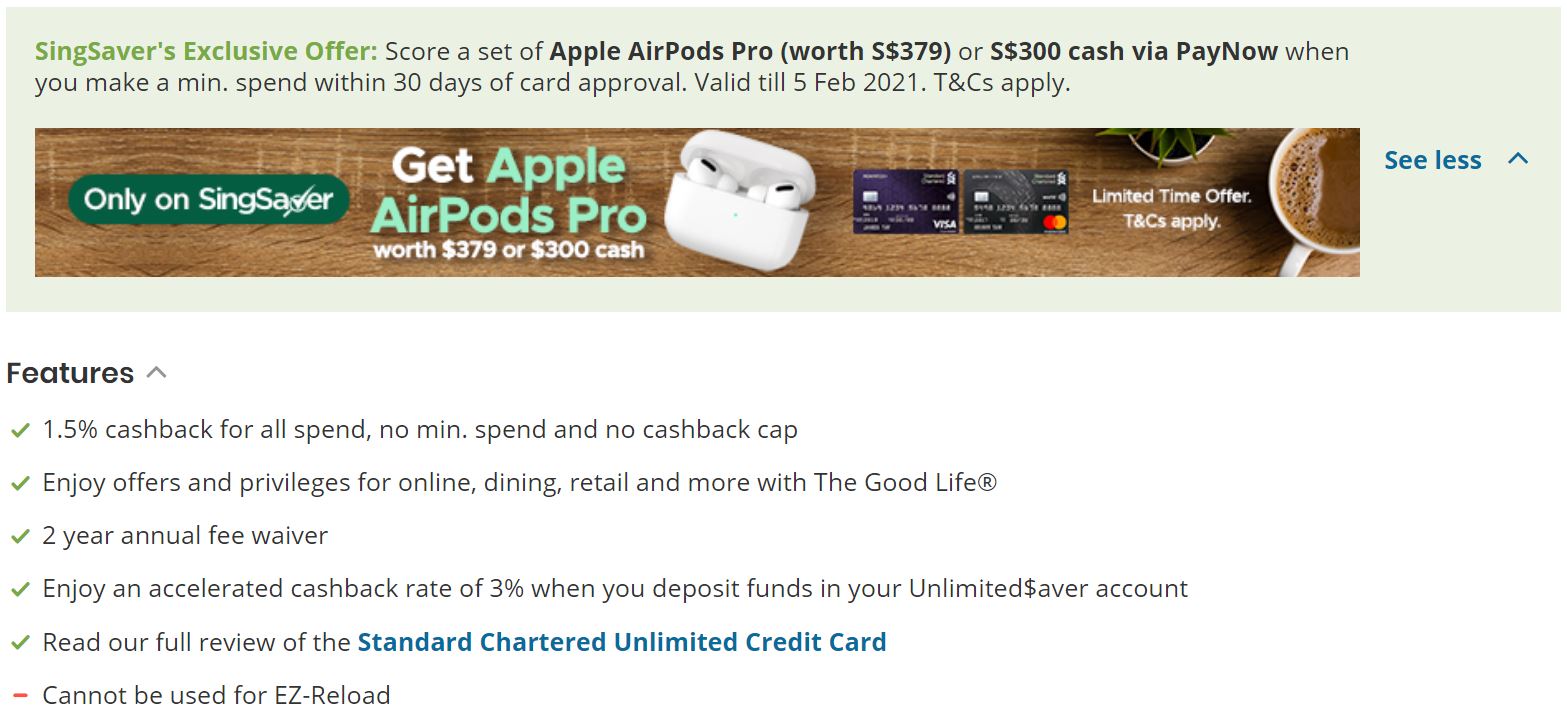 Get a free AirPods Pro (worth S$379) when you apply for any of these 2 credit cards from now till 5 Feb 21 - 5