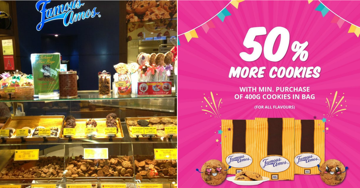 Famous Amos is giving you 50% more cookies on your purchase from 19 to 21 Feb 2021