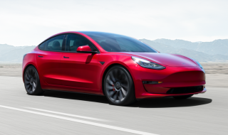 Tesla Model 3 in red