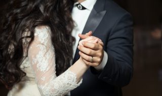 a wedding couple dancing