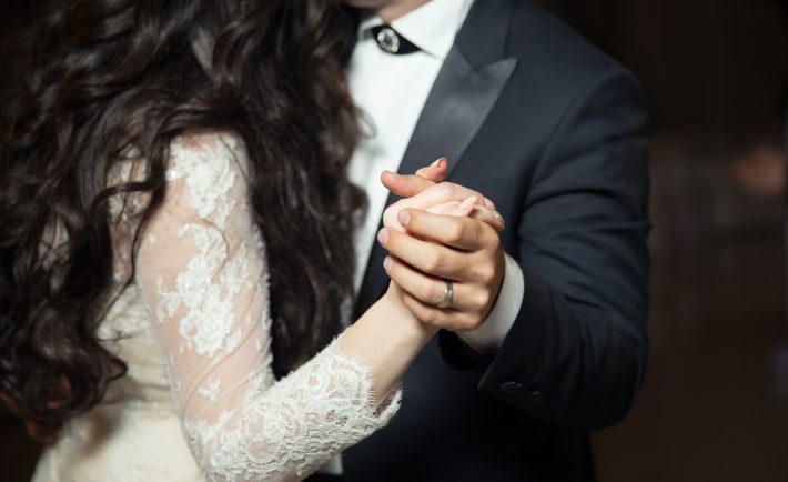 a wedding couple dancing