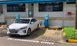 an EV charging point in Singapore