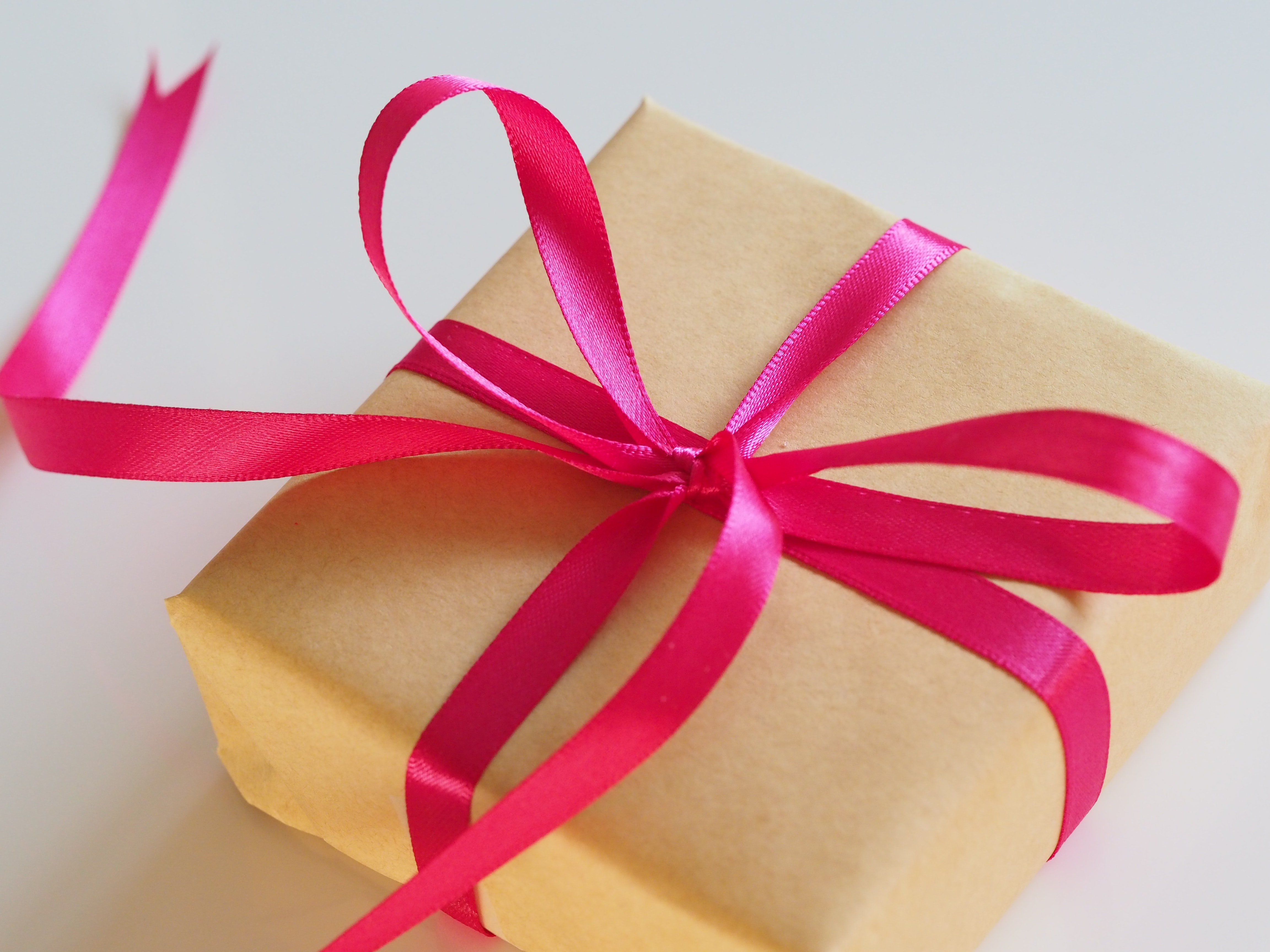 gift box with a pink ribbon