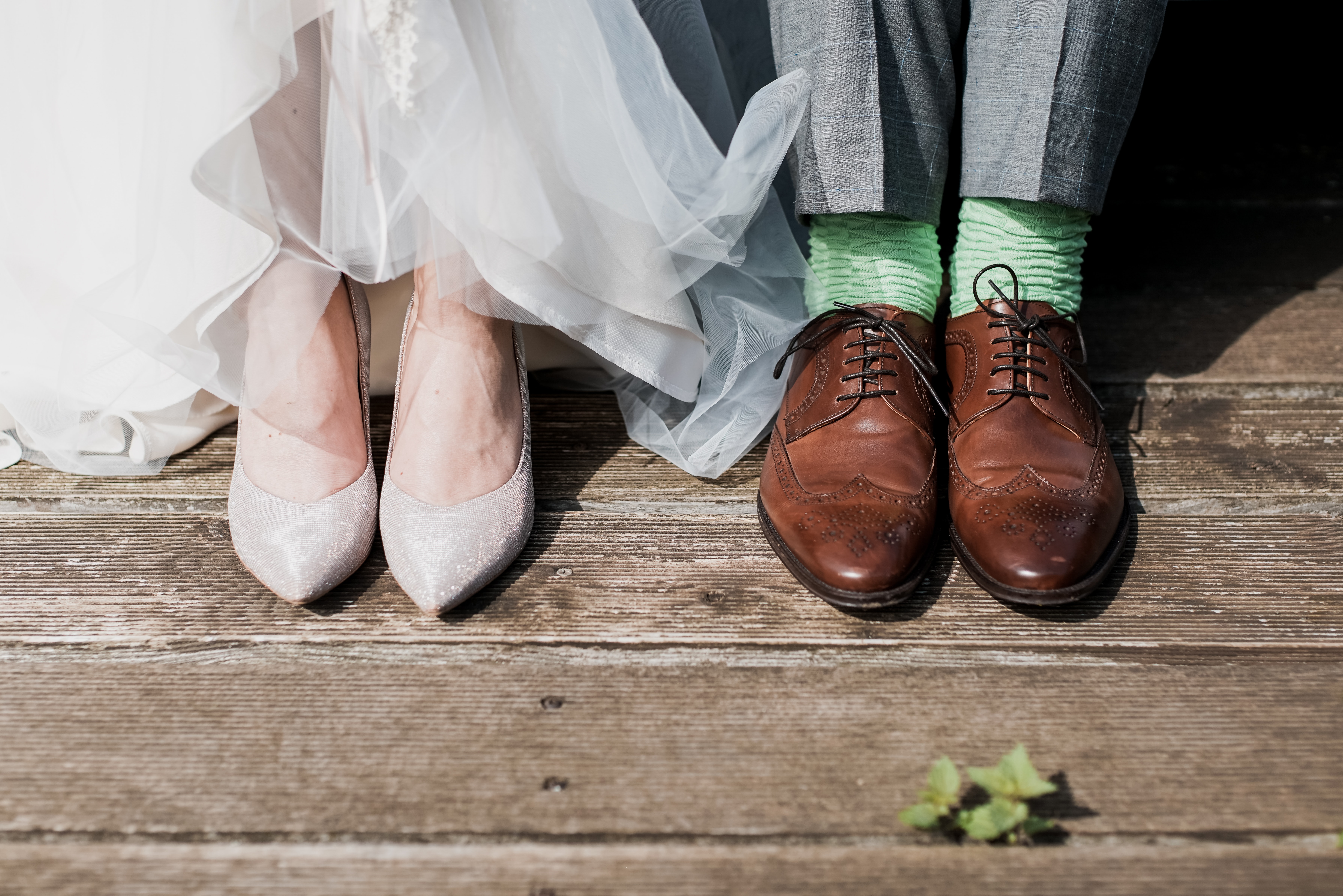 a wedding couple's shoes