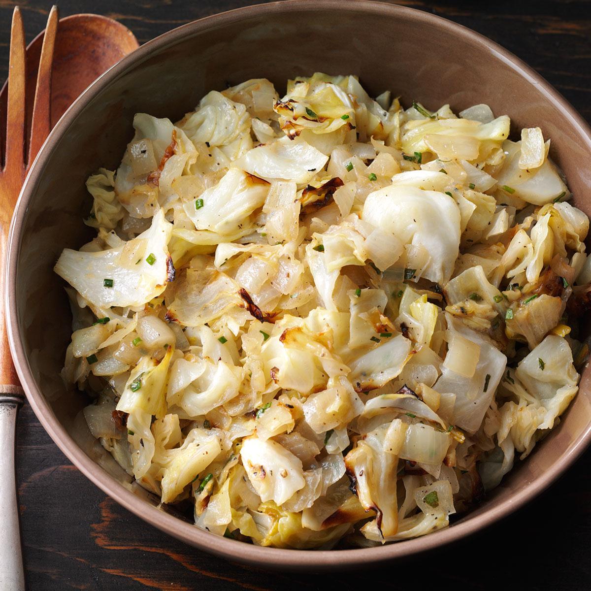 roasted cabbage and onions