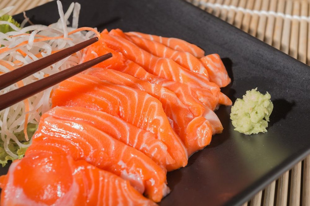 salmon platter with wasabi