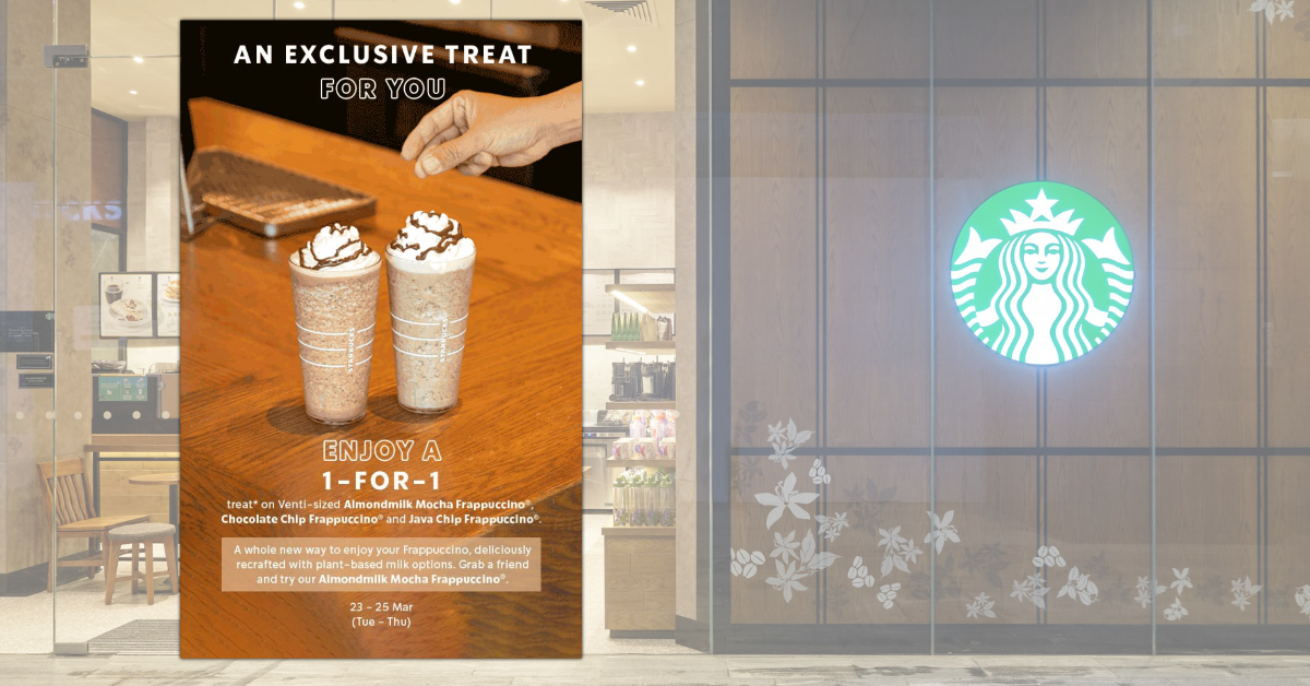 Going to Starbucks? Enjoy a 1-for-1 treat from 23 to 25 Mar 2021