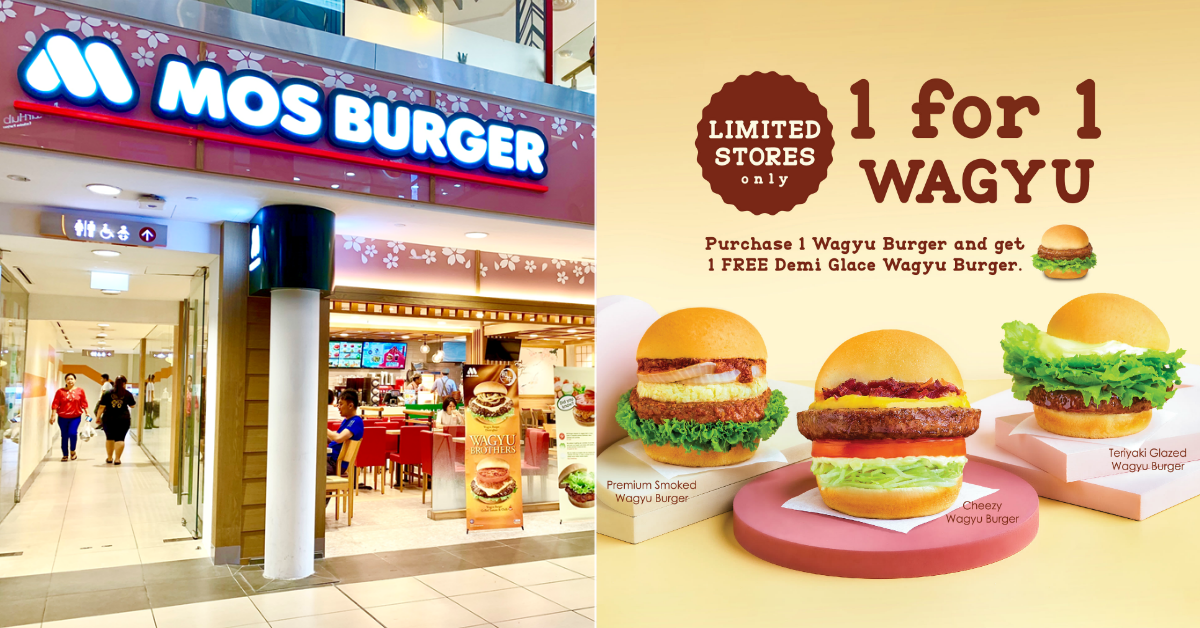 MOS Burger offering 1-for-1 Wagyu Burger at 17 stores from 2 Mar 2021, for a limited time