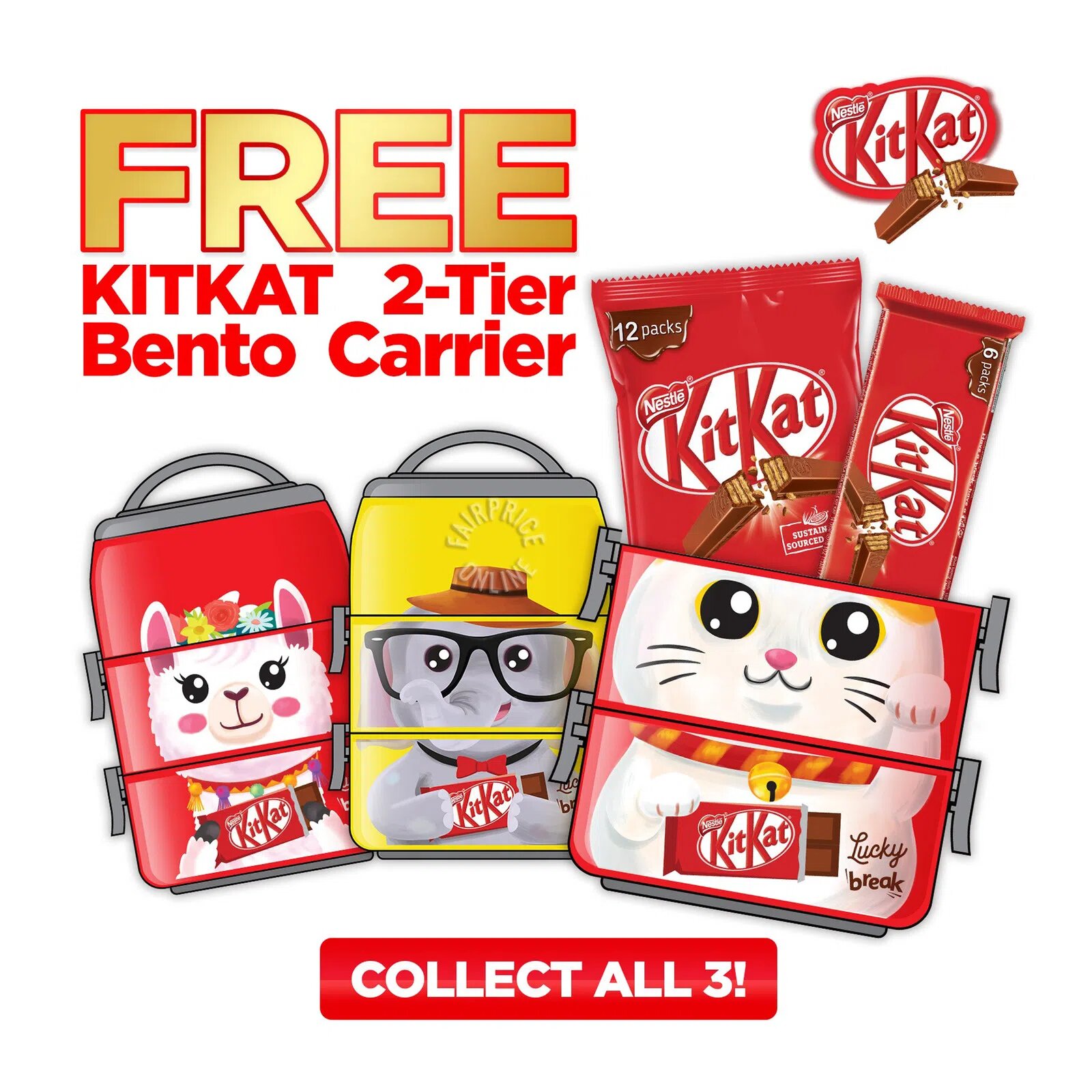 Nestle Kit Kat 2-Finger Chocolate Bar - Milk + Bento Carrier