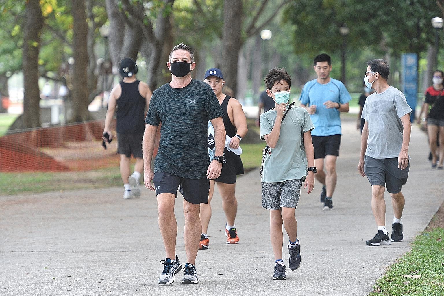 Singapore residents exercising