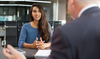 a female candidate in an interview