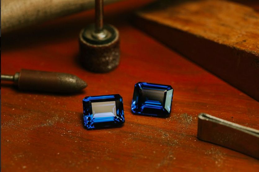 A pair of unheated tanzanites