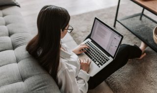 a woman working from home