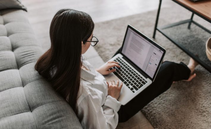 a woman working from home