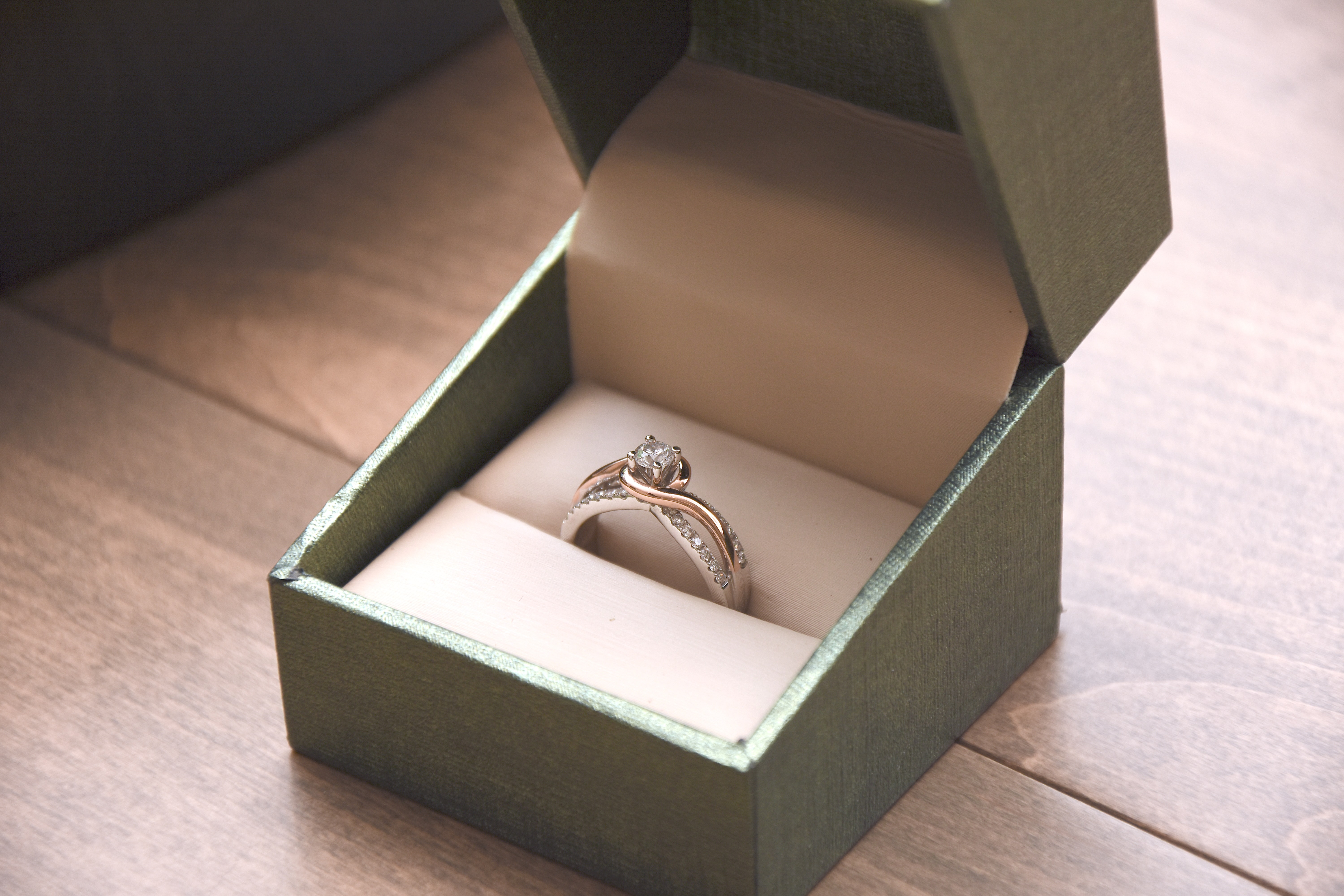 a diamond ring in a box