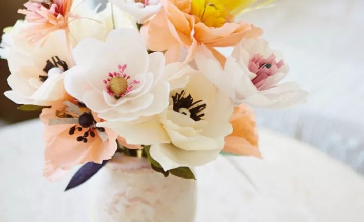 paper flowers in a vase