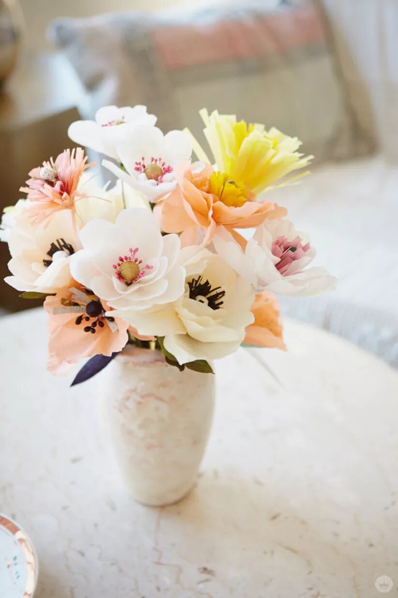 paper flowers in a vase