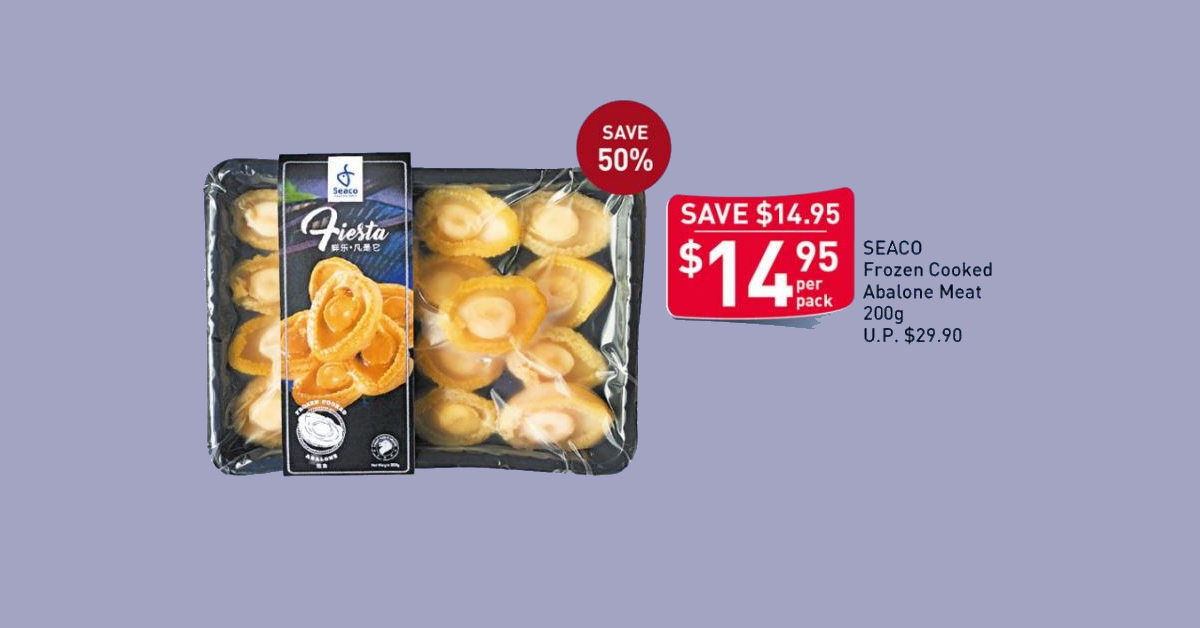 FairPrice selling abalones at 50% off, cost only $1.50/pcs with this offer from 10 - 16 Jun 21