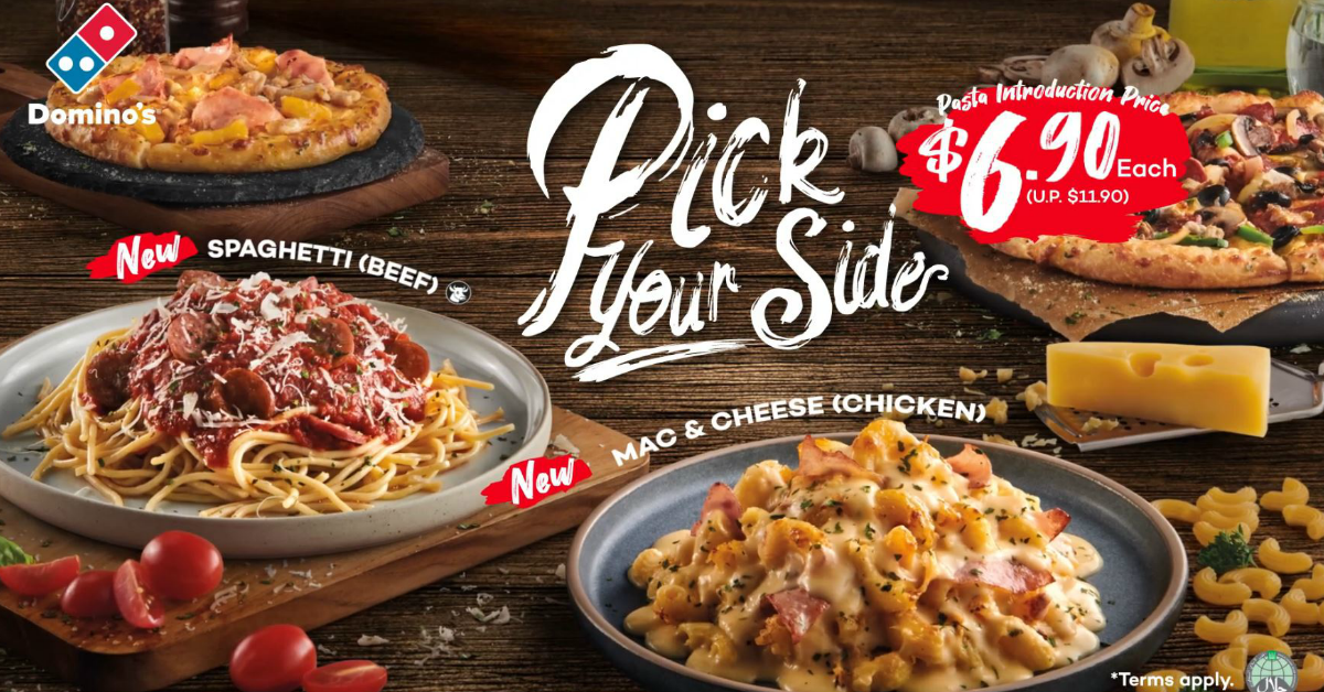 Domino's Pizza now has pasta on their menu, has Mac & Cheese and Spaghetti (Beef) from $6.90 each