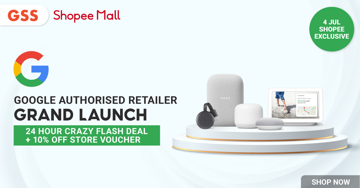 Google Authorised Retailer to launch exclusively on Shopee on 4 July, offers 10% off storewide voucher with 18% Shopee GSS cashback voucher