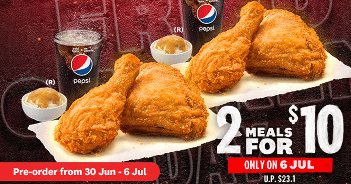 KFC S'pore celebrates International Fried Chicken Day with 2-Meals-For-$10 Promotion On 6 July 2021