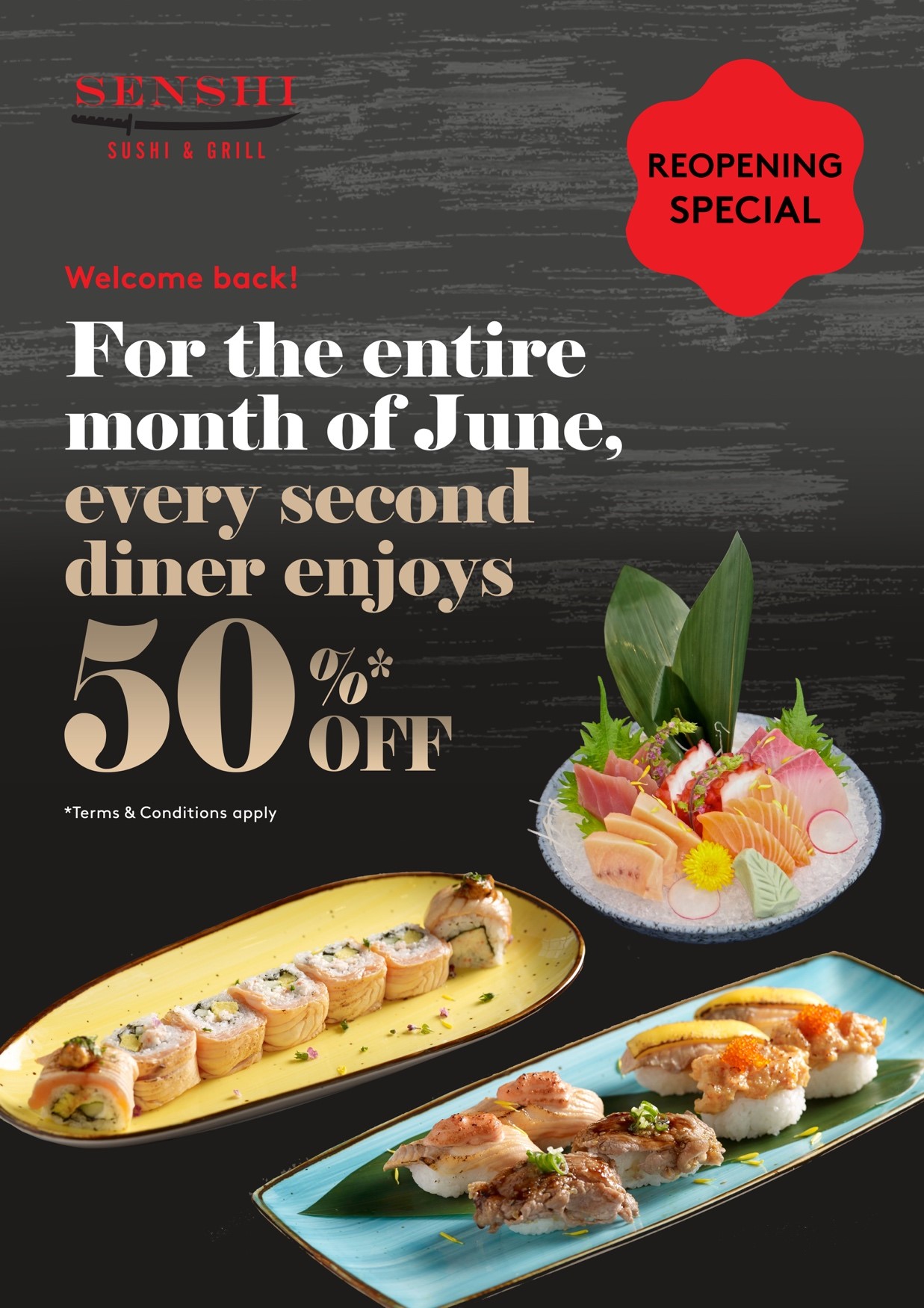 Free Flow Ala Carte Japanese Buffet: 50% OFF every 2nd diner at SENSHI Sushi & Grill