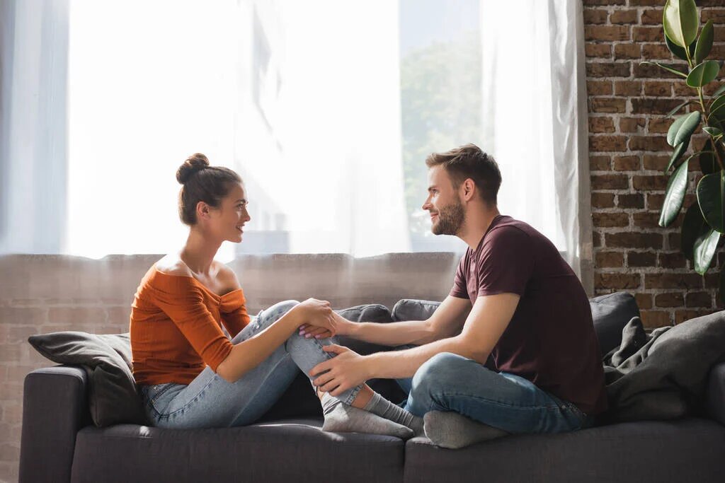 a young couple talking