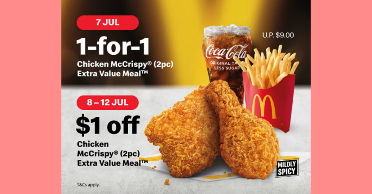 DBS/POSB Cardmembers enjoy 1-for-1 Chicken McCrispy EVM when you order McDelivery on 7 July 2021