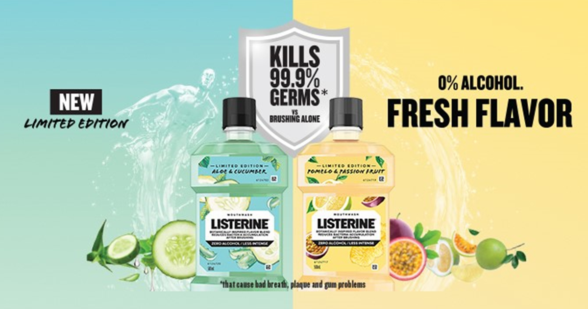 Cucumber & Aloe Vera, Pomelo & Passion Fruit Listerine Mouthwash Now Available