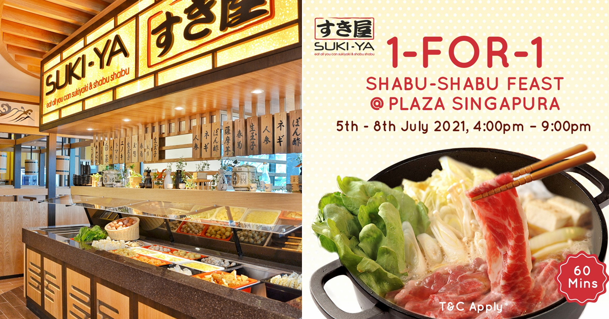 SUKI-YA offering 1-for-1 shabu-shabu buffet with free flow ice cream at Plaza Singapura from 5 - 8 July 2021