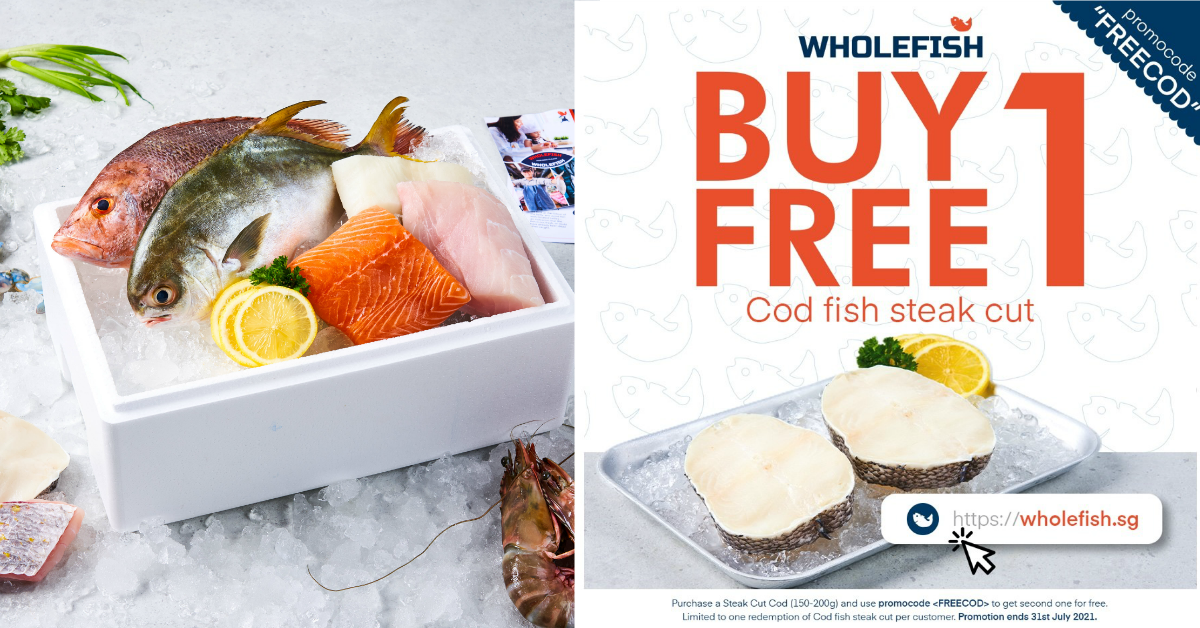 [7.7 Special] 1-FOR-1 Grade A Cod Fish Steak on Wholefish.sg!