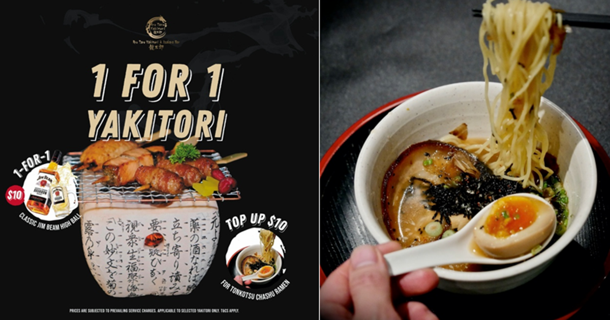 Ryu Taro Yakitori Offers 1-for-1 Skewers & Classic Highballs For A Limited Time Only!